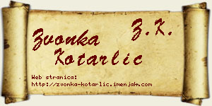 Zvonka Kotarlić vizit kartica